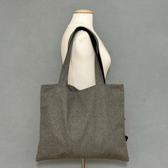 Boho Hippie Teacher Gray Flannel Floral Cut Applique Tote Bag Double Strap‎ - Picture 5 of 13